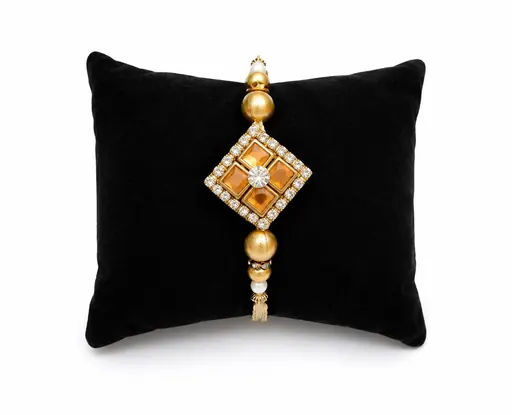 BlossomBox Premium Pearl Beaded Golden Rakhi