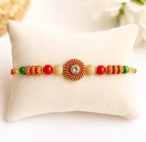 Twinkling Stone Studded Beaded Rakhi