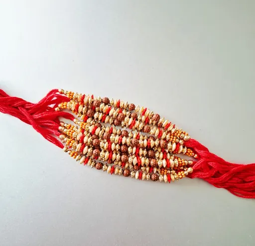 Shimmering Thread Beads Rakhi Set of 12